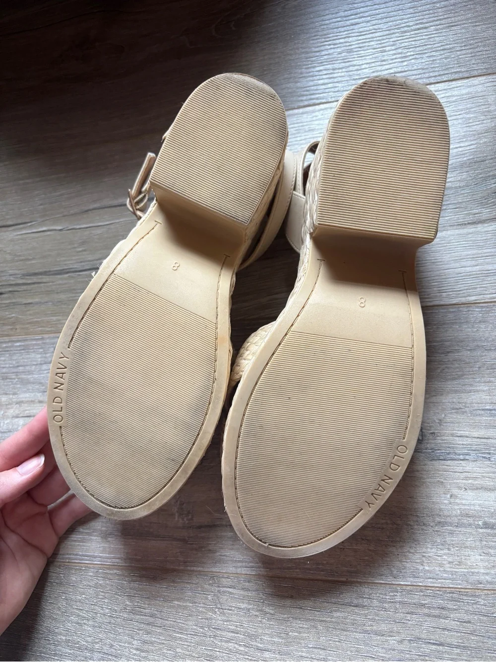 Old Navy Braided Platform Ankle-Strap Sandal in Beige